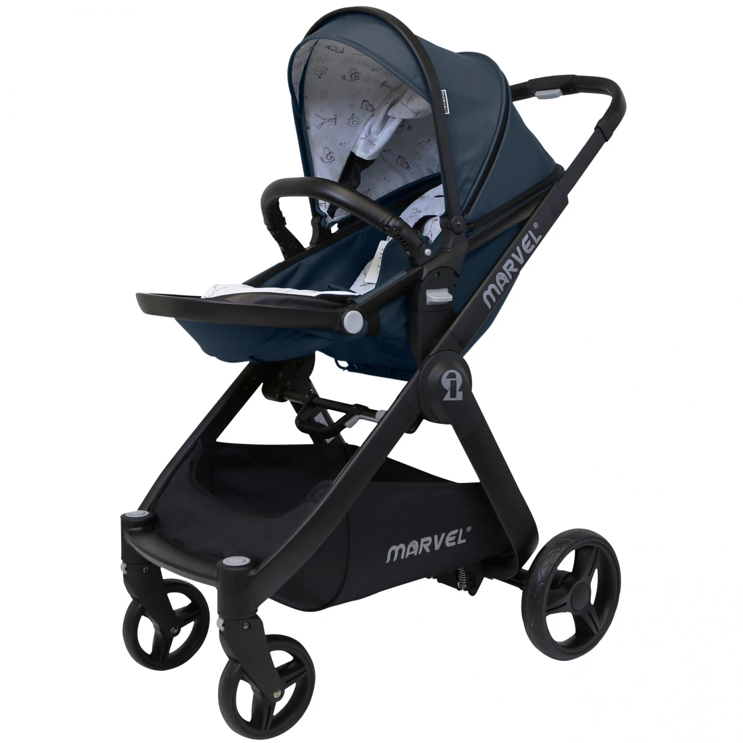 ISafe Marvel 3 In 1 Pram Travel System And Carseat Charcoal Black