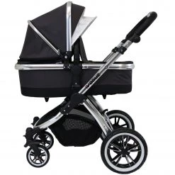 IVogue Silver Shadow 3in1 Pram Stroller Travel System (Inc. Car Seat & Isofix Base & Bag) IVogue 3 In 1 Prams
