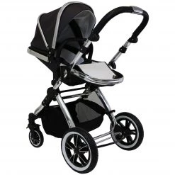 IVogue Silver Shadow 3in1 Pram Stroller Travel System (Inc. Car Seat & Isofix Base & Bag) IVogue 3 In 1 Prams