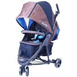 Baby Travel Strollers & Buggies Baby Stroller ISafe 3 Wheeler Pram Visual 3 - Brown / Blue Buggy