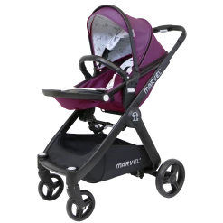 ISafe 3 In 1 Mode Marvel Travel System And Carseat - Marrone + Isofix Base Marvel 3 In 1 Prams