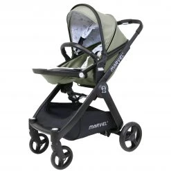 ISafe Marvel 3 In 1 Complete Pram System Pushchair And Carseat - Sandstone + Isofix Base Marvel 3 In 1 Prams