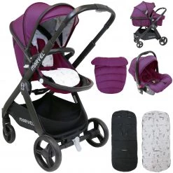 ISafe 3 In 1 Mode Marvel Travel System And Carseat - Marrone + Isofix Base Marvel 3 In 1 Prams