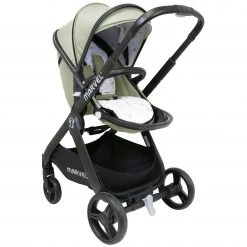 ISafe Marvel 3 In 1 Complete Pram System Pushchair And Carseat - Sandstone + Isofix Base Marvel 3 In 1 Prams
