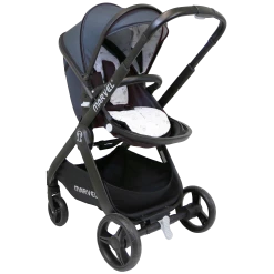 Marvel 3 In 1 Prams ISafe Marvel 2in1 Pram Travel System And Carseat - Charcoal Black + Isofix Base