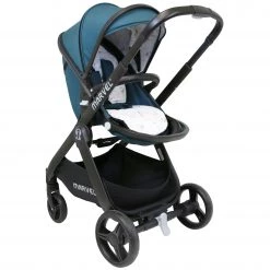 ISafe Marvel 3 In 1 Complete Pram System Pushchair And Carseat - Teal + Isofix Base