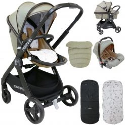 ISafe Marvel 3 In 1 Complete Pram System Pushchair And Carseat - Sandstone + Isofix Base Marvel 3 In 1 Prams