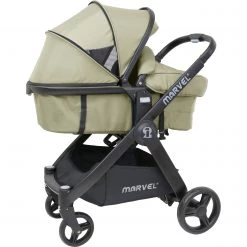 ISafe Marvel 3 In 1 Complete Pram System Pushchair And Carseat - Sandstone + Isofix Base Marvel 3 In 1 Prams