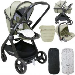 ISafe 3 In 1 Prams ISafe Marvel 2in1 Pram Travel System And Carseat - Sandstone