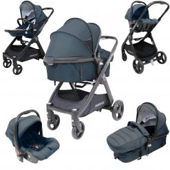 Travel Systems 3 In 1 Pram Travel System Pushchair All Terrain ISafe Marvel Charcoal Black