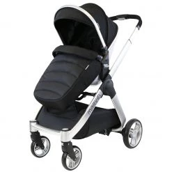ISafe Marvel 3in1 Pram - Black Pearl Pram Travel System + Luxury Carseat + Carrycot + Isofix Base & Luxury Changing Bag