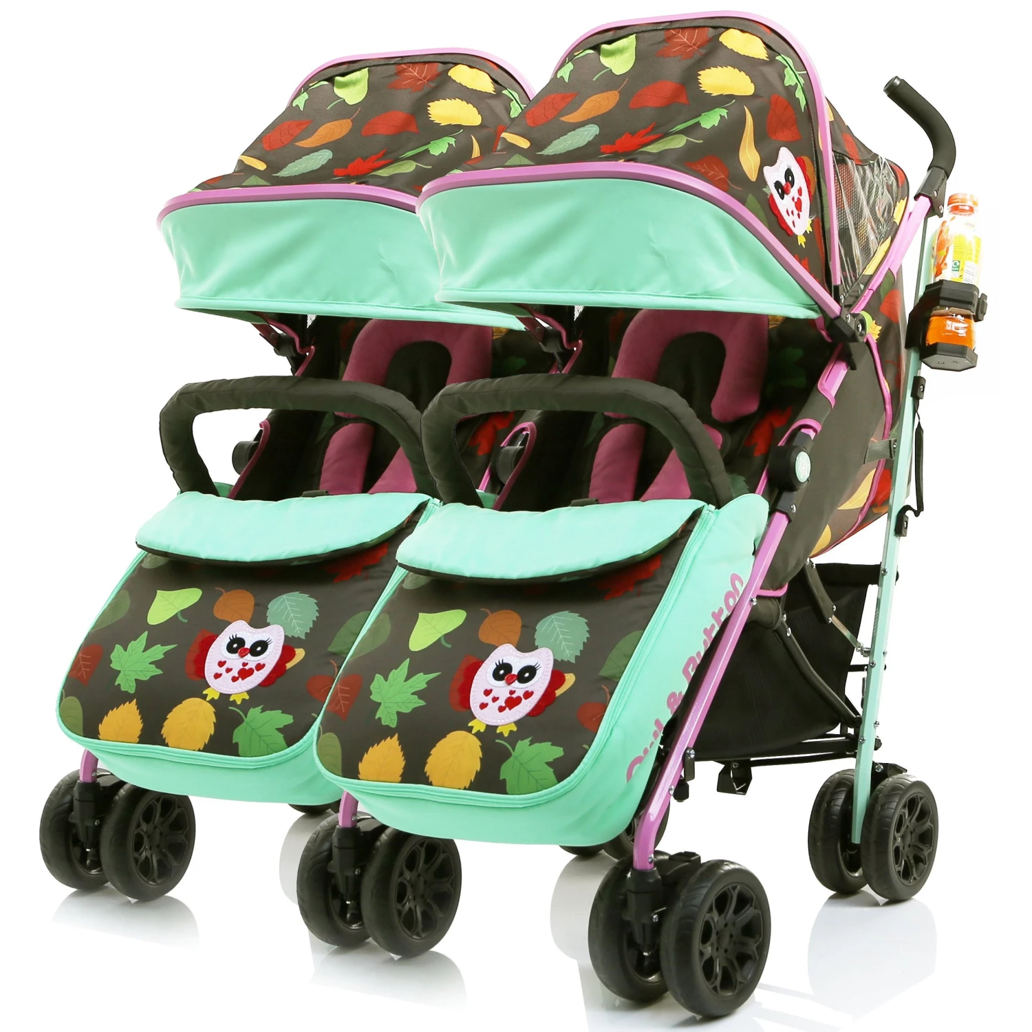 Double Twin Baby Stroller Optimum Owl And Button With Changing Bag