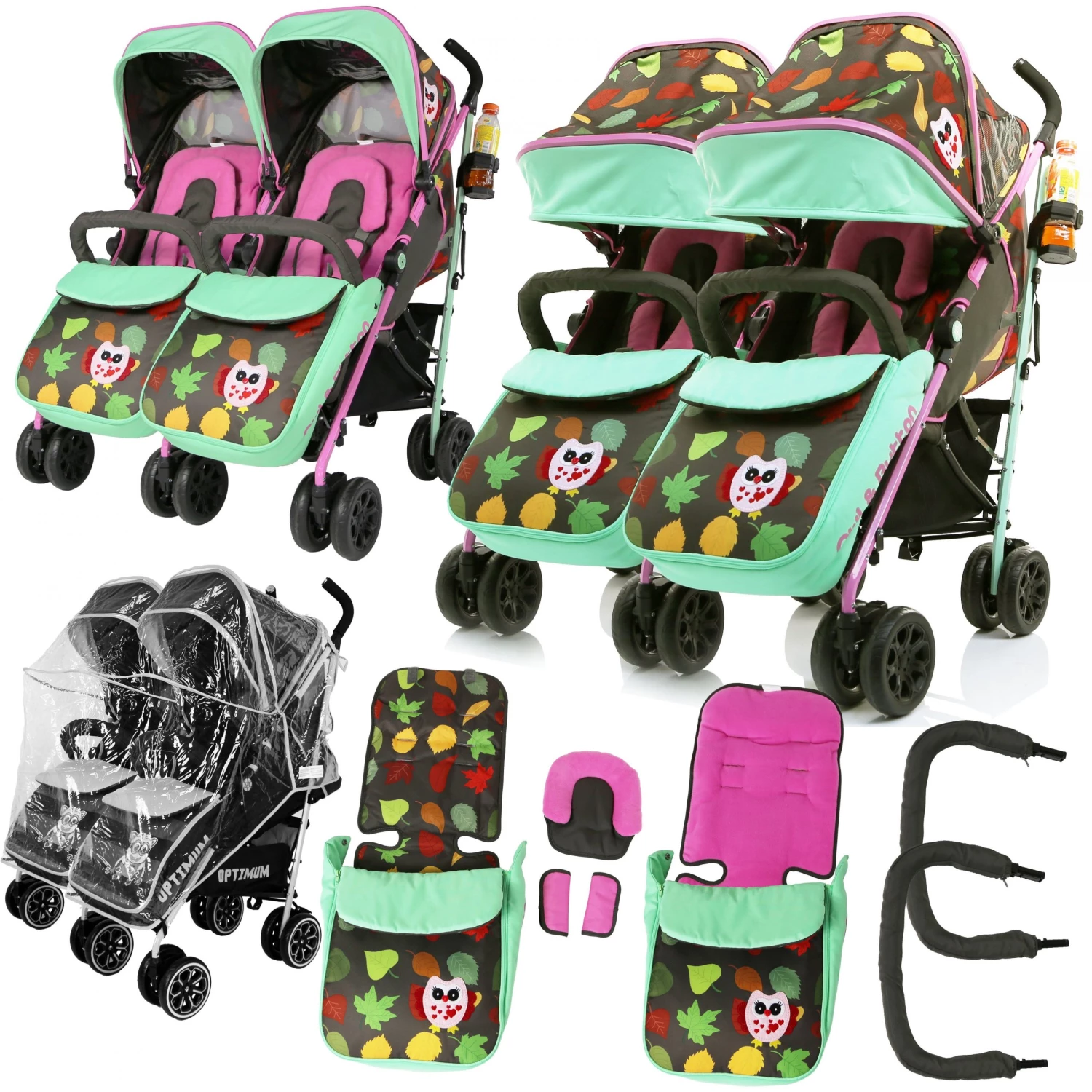 Twins Double Baby Stroller Optimum Owl And Button