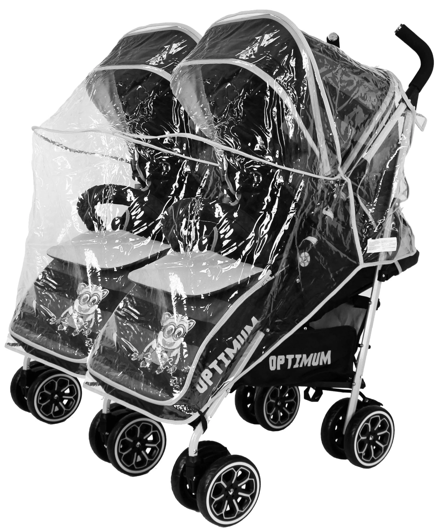 Double Twin Baby Stroller Optimum Owl And Button With Changing Bag