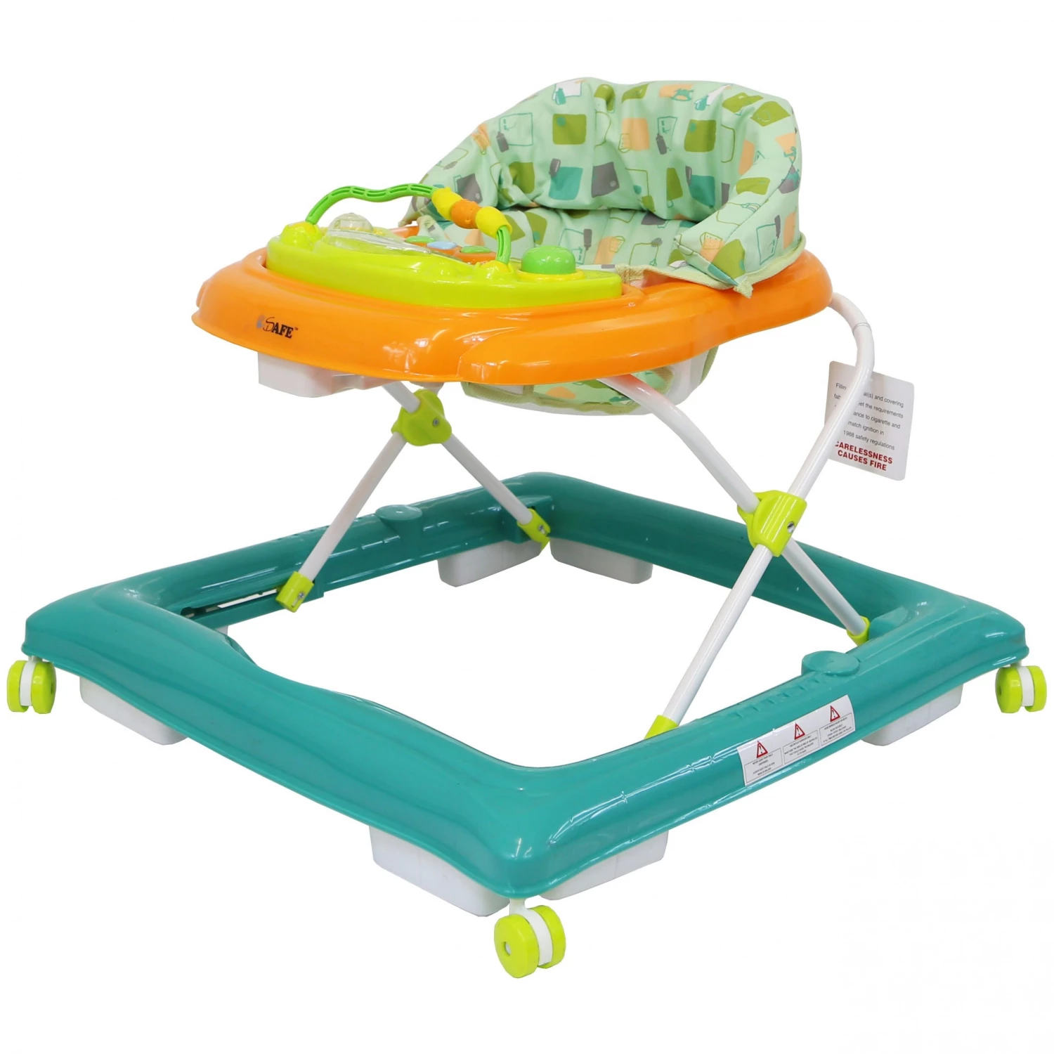 2 In 1 Walker & Rockers ISafe Play Time Baby Walker - Green/Orange
