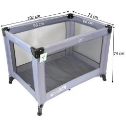 ISafe Roll & Play (96 Cm X 66 Cm) Luxury Travel Cot / Playpen (Grey) + 3 Inch Foam Mattress