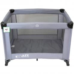 ISafe Roll & Play (96 Cm X 66 Cm) Luxury Travel Cot / Playpen (Grey) + 3 Inch Foam Mattress