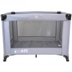 ISafe Roll & Play (96 Cm X 66 Cm) Luxury Travel Cot / Playpen (Grey) + 3 Inch Foam Mattress