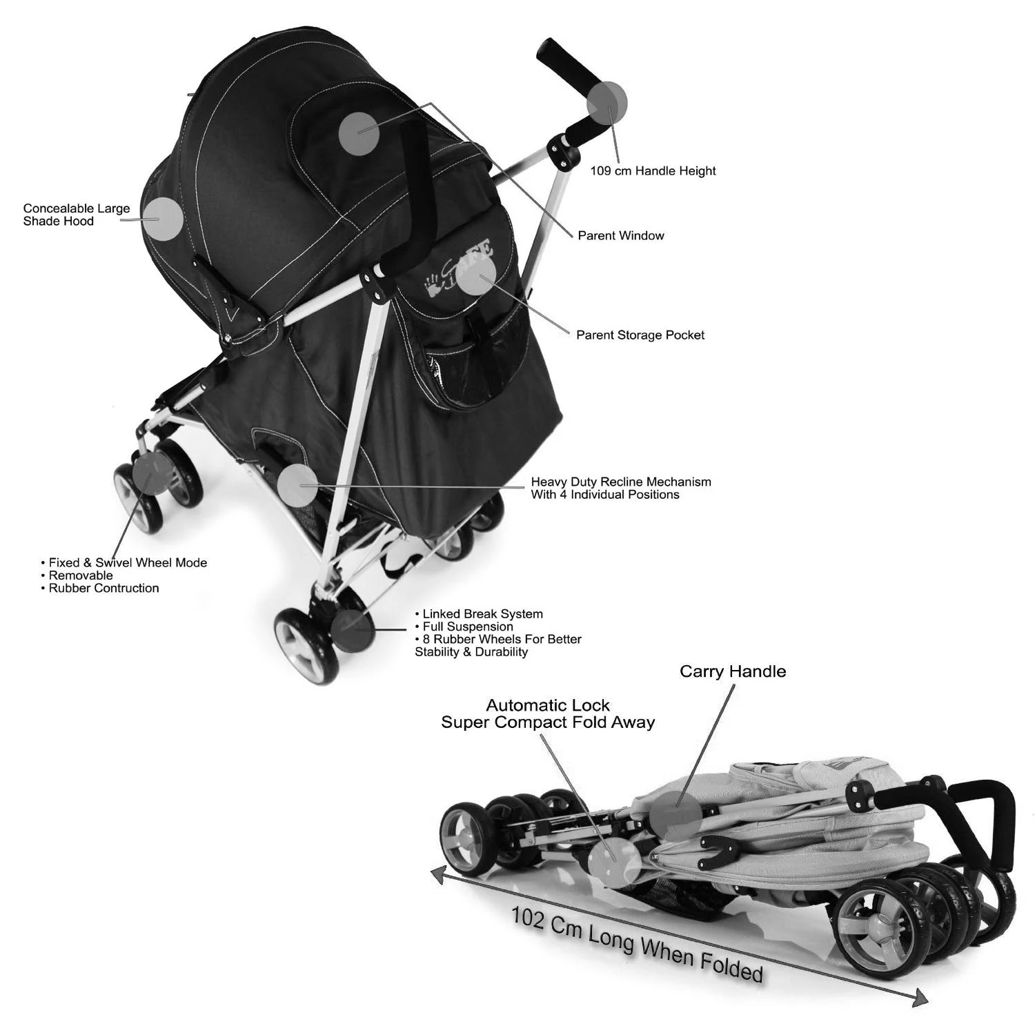 ZeTa Vooom TWILIGHT - Raspberry (Baby Stroller Including Rain Cover) Strollers & Buggies