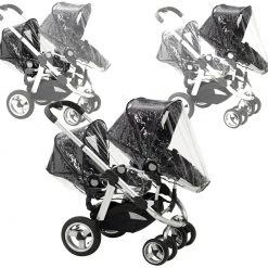 3 In 1 Pram System Rain Covers X2 Rain Covers For ICANDY Peach Main Seat Unit & Second Seat When Tandem Mode