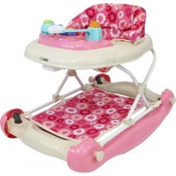 ISafe 2 In 1 Walk & Rock (Petal Pink) Baby Walker Rocker And Entertainer 2 In 1 Walker & Rockers
