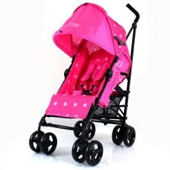 ZETA VOOOM Raspberry (Dots) Pink With FREE Raincover Holiday Strollers