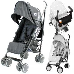 Zeta Citi Stroller Buggy Pushchair - Black (+Raincover+Parent Console) Strollers & Buggies