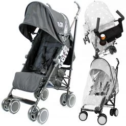 Zeta Citi Stroller Buggy Pushchair - Black (+Raincover+Parent Console) Strollers & Buggies
