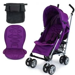 Zeta Vooom Plum + Luxury Stroller Padded Liner + Buggy Organiser + Raincover Holiday Strollers