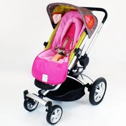 Baby Travel Footmuffs Luxury Fleece Lined Pushchair Footmuff (with Pouches) Head Huger Pink Raspberry