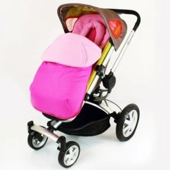 Baby Travel Footmuffs Luxury Fleece Lined Pushchair Footmuff (with Pouches) Head Huger Pink Raspberry