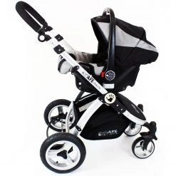 3 In 1 Pram Systems ISafe Baby Pram Travel System 3 In 1 + CarSeat Black + Raincovers