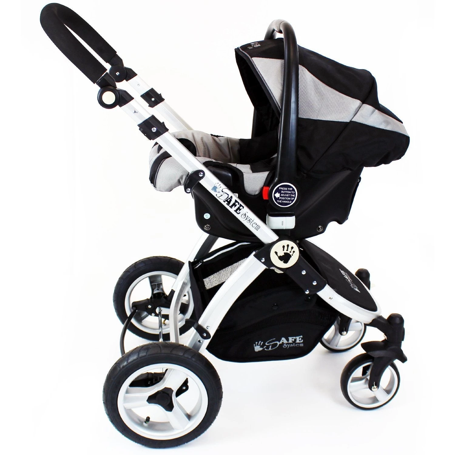 3 In 1 Pram Systems ISafe Baby Pram Travel System 3 In 1 + CarSeat Black + Raincovers