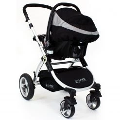 3 In 1 Pram Systems ISafe Baby Pram Travel System 3 In 1 + CarSeat Black + Raincovers