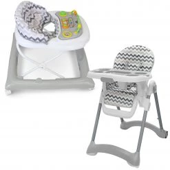 ISafe Mama PLUS & Bundles Matching Starter Bundle Baby Walker And Highchair - (Chevron)