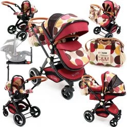ISafe Baby Pram System 3 In 1 Complete C&M Designs 5 Piece Package
