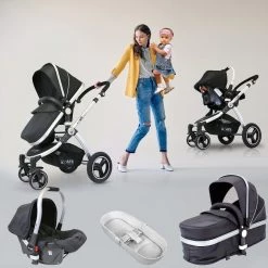 ISafe 3 In 1 Pram Travel System (Black) Travel Systems