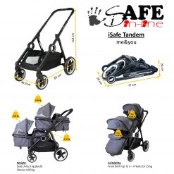 Tandems Sale Now On Save 50% ISafe Tandem Double Pram Travel System - Cookie