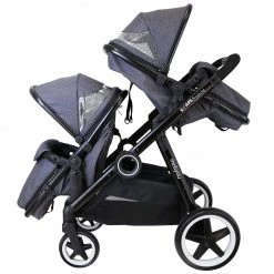 ISafe Tandem Double Pram Travel System - Pebble