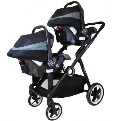 ISafe Tandem Double Pram Travel System - Harmony + X2 Carseats + Bag Tandems
