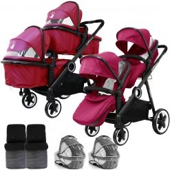 ISafe Tandem Pram Me&you - 2 Tone (Sienna) + X 2 Foot Muff Tandems