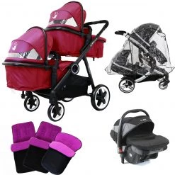 ISafe Tandem Pram Me&You - Plum (Purple) + ISafe Infant Carseat Group 0+ PACKAGE Tandems