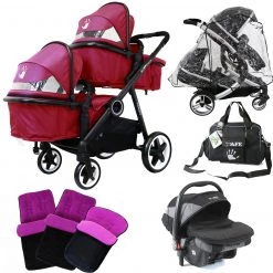 ISafe Tandem Pram Me&You - Plum (Purple) FULL PACKAGE Tandems