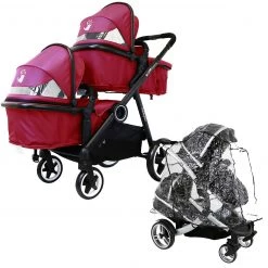 ISafe Tandem Pram Me&you - Plum (Purple) + All Raincovers Tandems