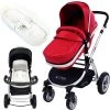 ISafe Baby Pram System 2in1 - Red + ISafe Luxury Bedding (Cream)