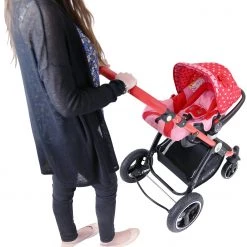 ISafe 3 In 1 Limited Editions I-Safe System - Bow Dots Trio Travel System Pram & Luxury Stroller 3 In 1 Complete With Car Seat, Base, Bag, Bedding, Rain Covers & Foot Muffs