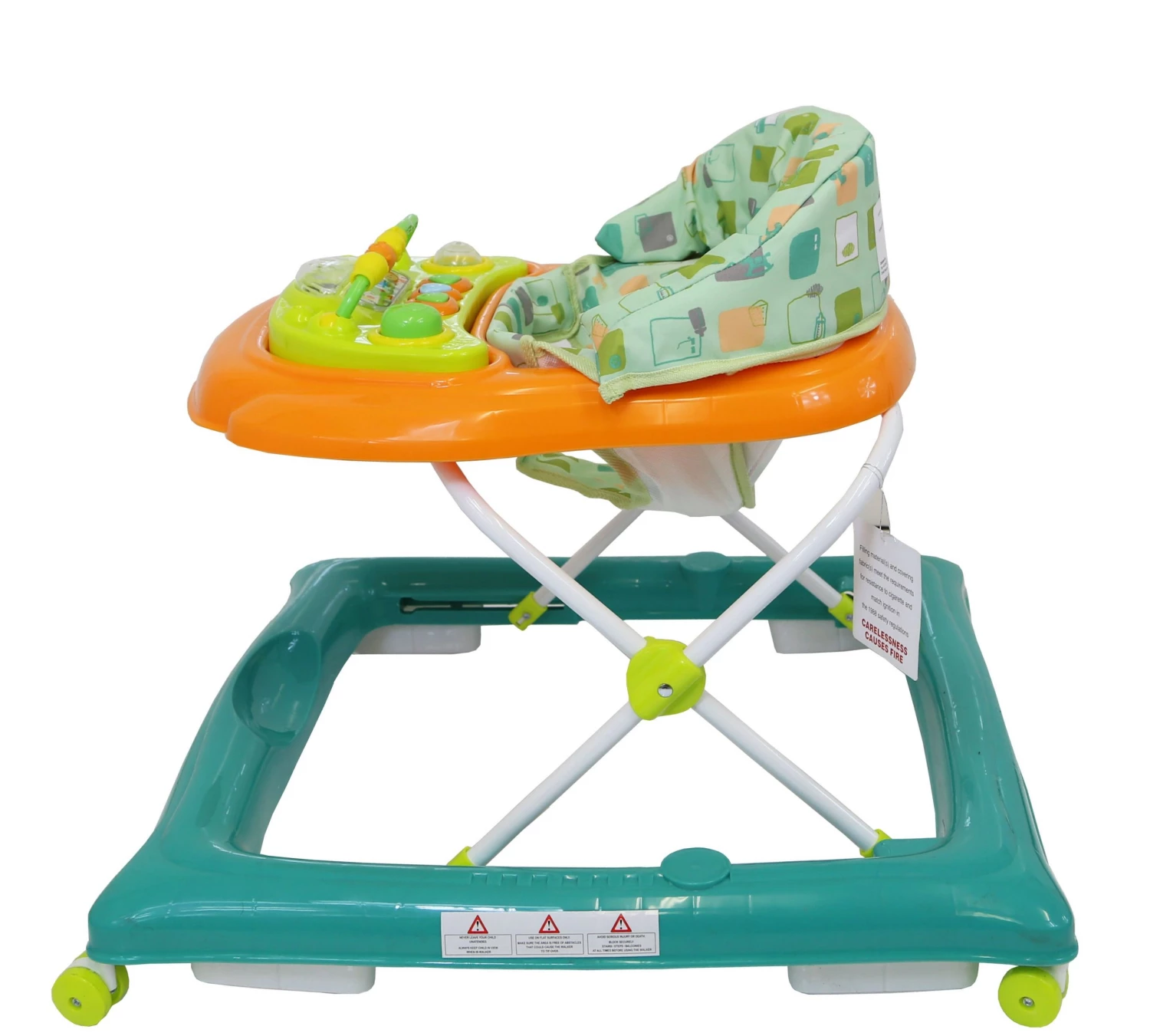 2 In 1 Walker & Rockers ISafe Play Time Baby Walker - Green/Orange