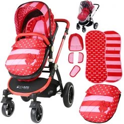 ISafe Baby Pram System 3in1 - Bow Dots Design With Carseat And Raincover