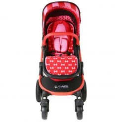 ISafe 3 In 1 Limited Editions I-Safe System - Bow Dots Trio Travel System Pram & Luxury Stroller 3 In 1 Complete With Car Seat, Base, Bag, Bedding, Rain Covers & Foot Muffs
