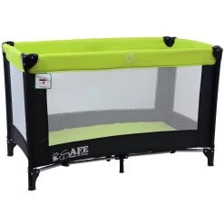 Rest & Play Collection ISafe Rest & Play Luxury Travel Cot/Playpen - Lime (Black/Lime) 120 Cm X 60 Cm Complete With Mattress